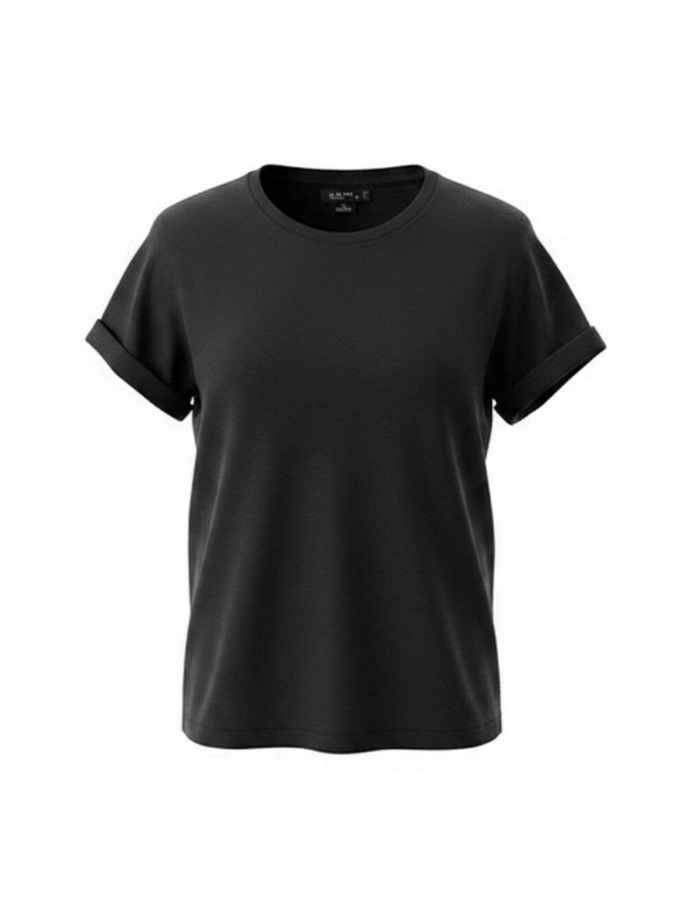 Prana Womens Black Hemp Blend Short Sleeve Rolled Cuff Crew Tee Shirt Size S
